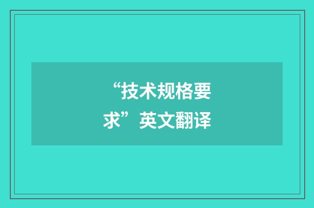 “技术规格要求”英文翻译