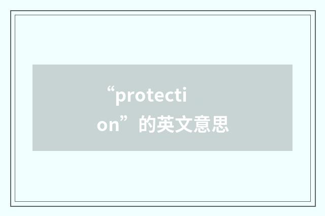 “protection”的英文意思