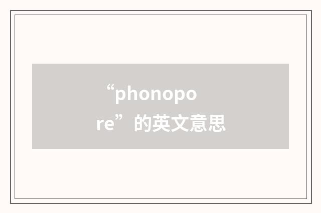 “phonopore”的英文意思