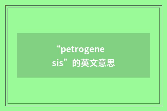 “petrogenesis”的英文意思