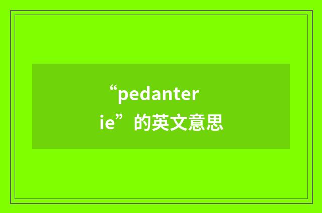 “pedanterie”的英文意思