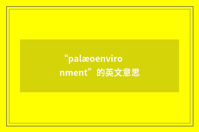 “palæoenvironment”的英文意思