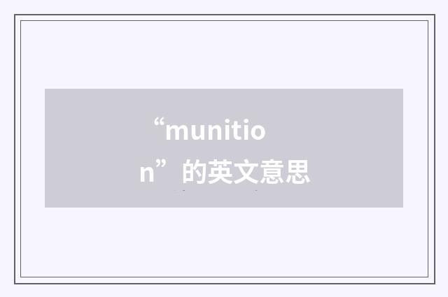 “munition”的英文意思