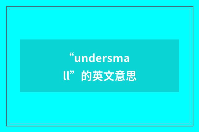“undersmall”的英文意思