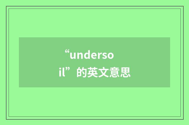 “undersoil”的英文意思