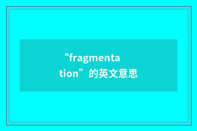 “fragmentation”的英文意思