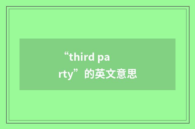 “third party”的英文意思