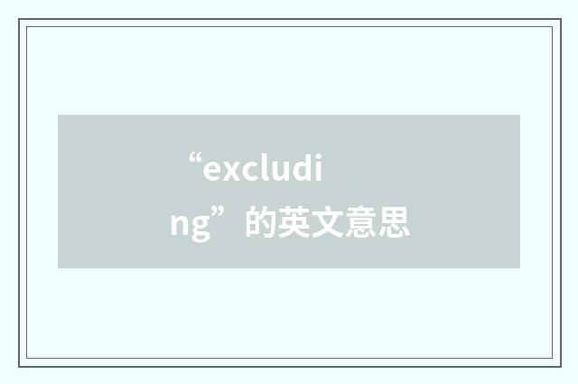 “excluding”的英文意思