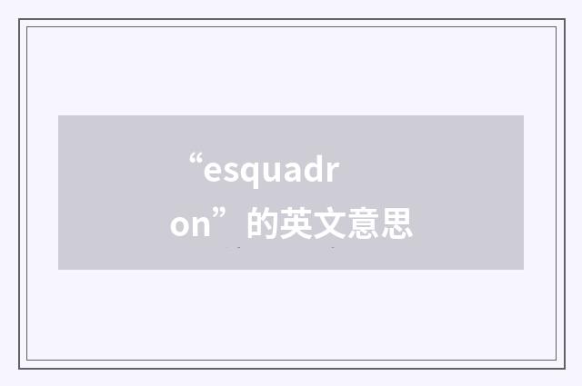 “esquadron”的英文意思