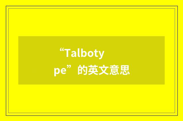 “Talbotype”的英文意思