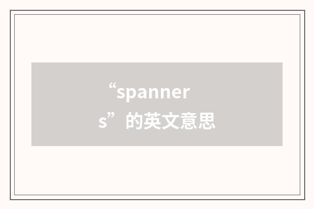 “spanners”的英文意思