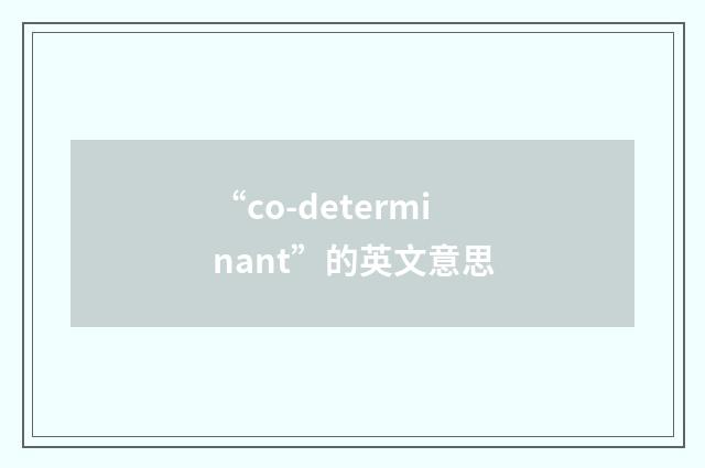 “co-determinant”的英文意思