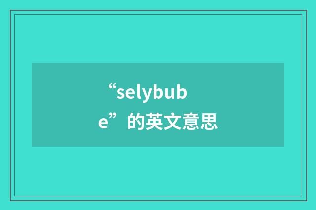 “selybube”的英文意思
