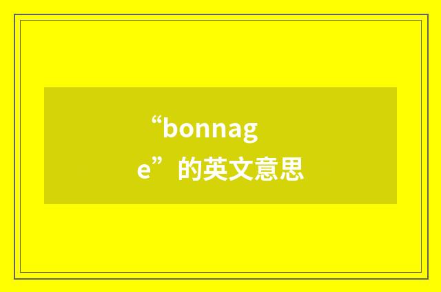 “bonnage”的英文意思