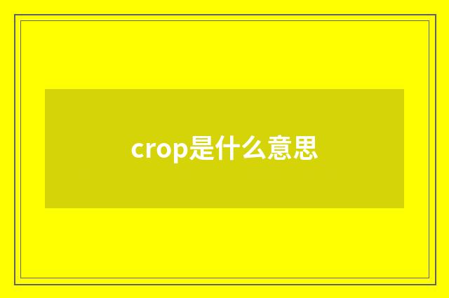 crop是什么意思