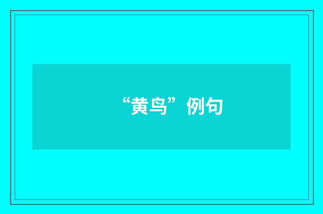 “黄鸟”例句