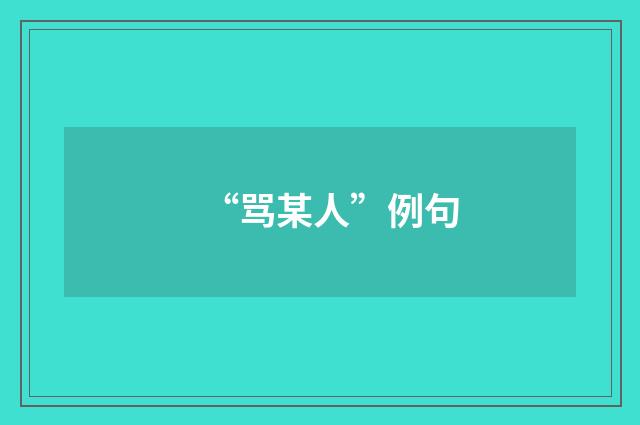 “骂某人”例句