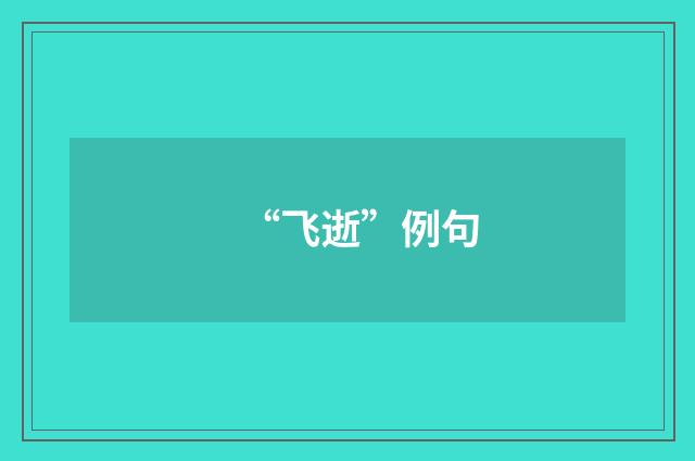 “飞逝”例句
