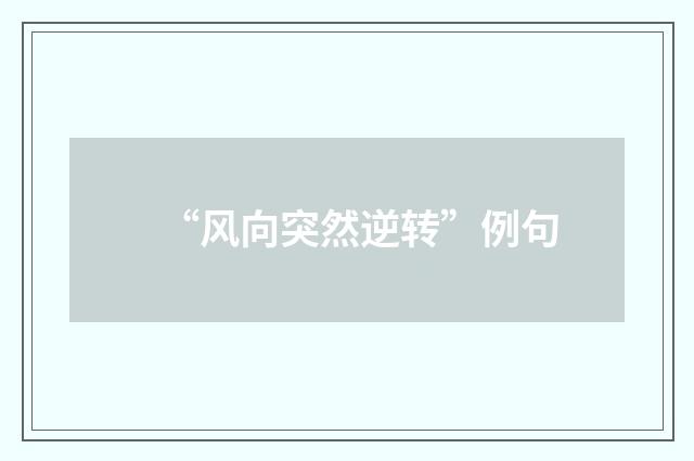 “风向突然逆转”例句