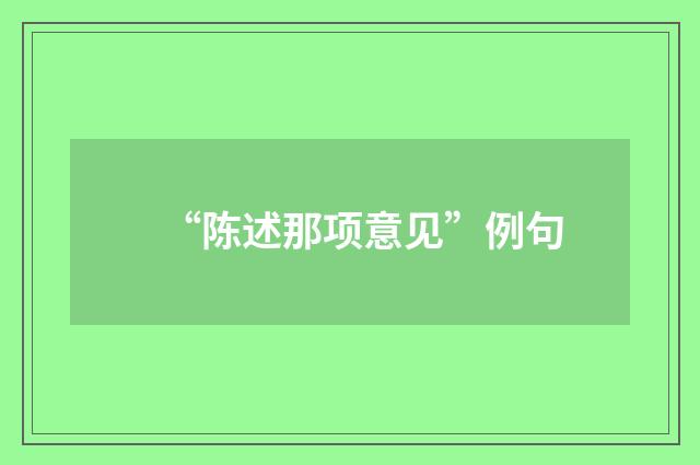 “陈述那项意见”例句