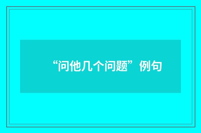 “问他几个问题”例句