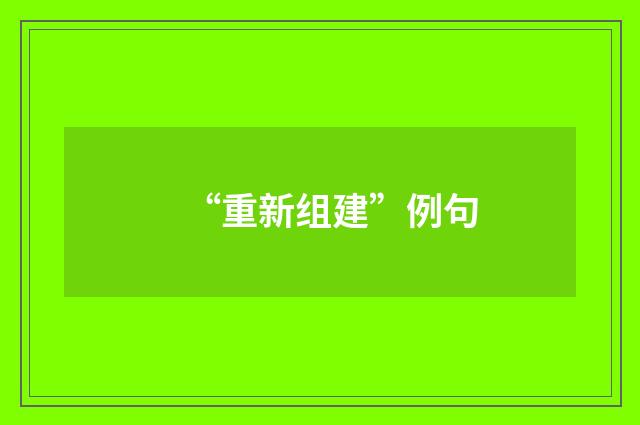 “重新组建”例句