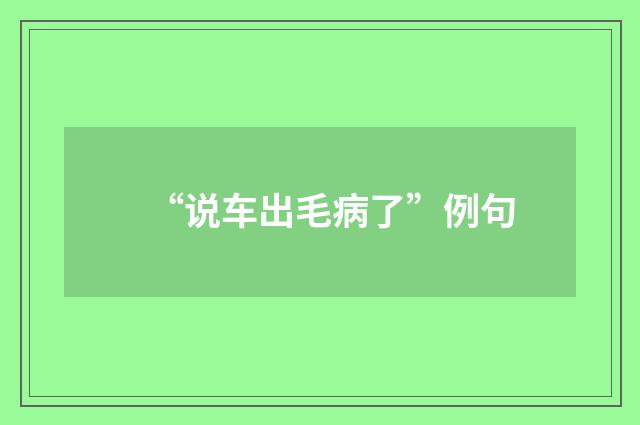 “说车出毛病了”例句