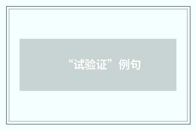 “试验证”例句