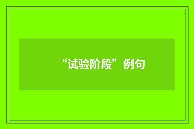 “试验阶段”例句