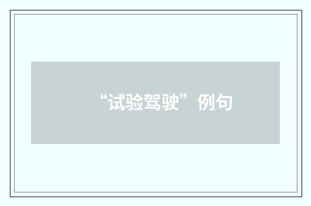 “试验驾驶”例句