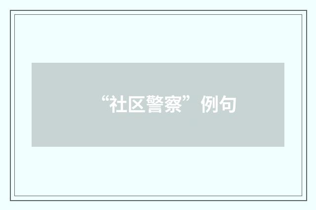 “社区警察”例句