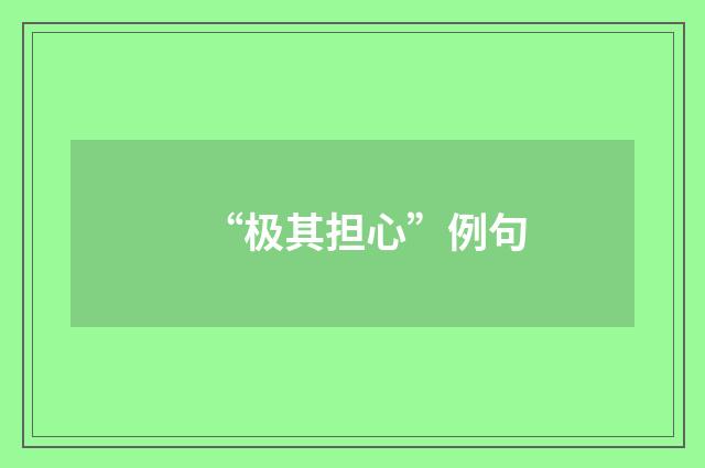 “极其担心”例句