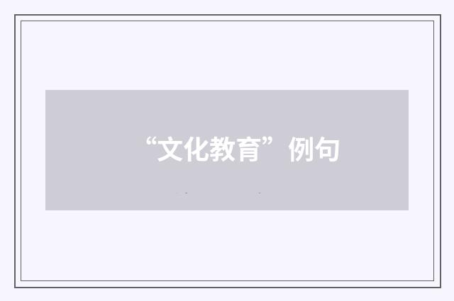 “文化教育”例句
