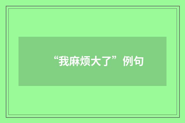 “我麻烦大了”例句
