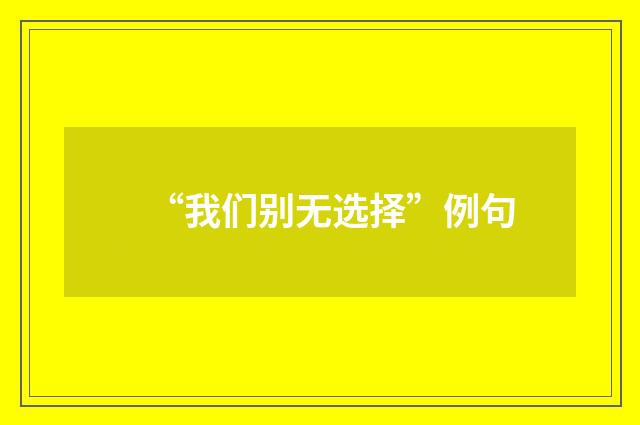 “我们别无选择”例句