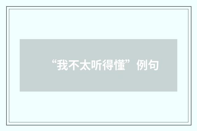 “我不太听得懂”例句