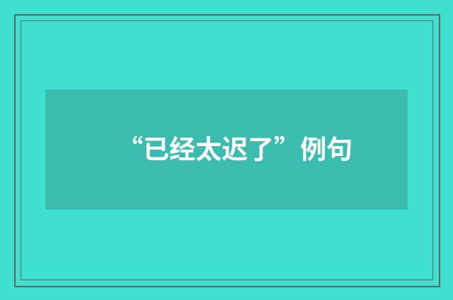 “已经太迟了”例句