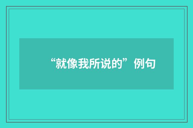 “就像我所说的”例句