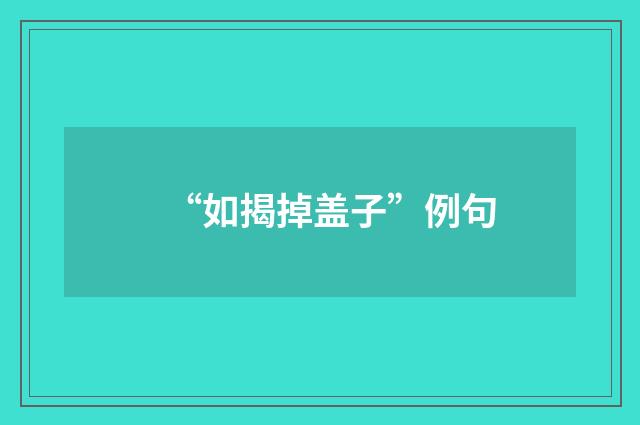 “如揭掉盖子”例句