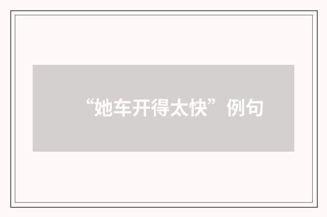 “她车开得太快”例句
