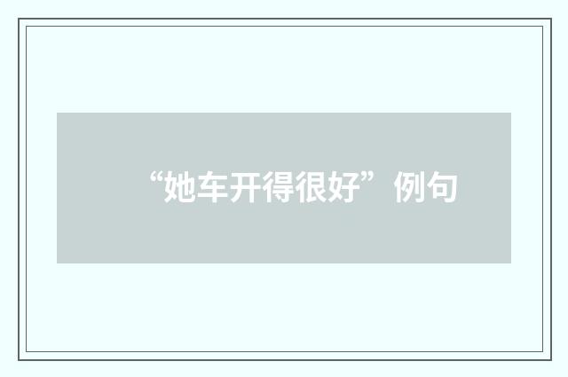 “她车开得很好”例句