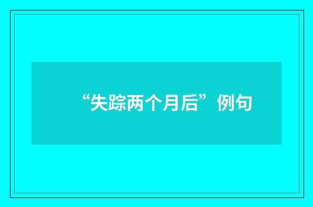 “失踪两个月后”例句