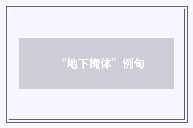 “地下掩体”例句