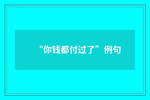 “你钱都付过了”例句