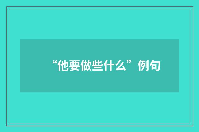 “他要做些什么”例句