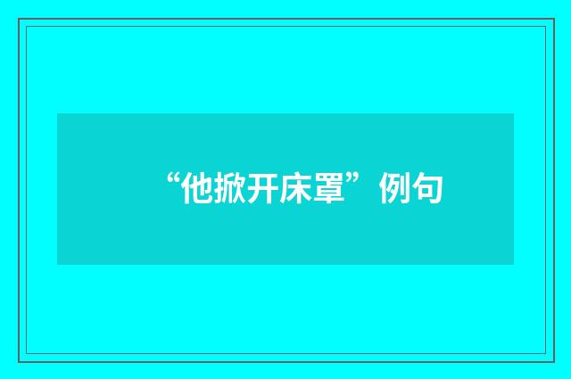 “他掀开床罩”例句