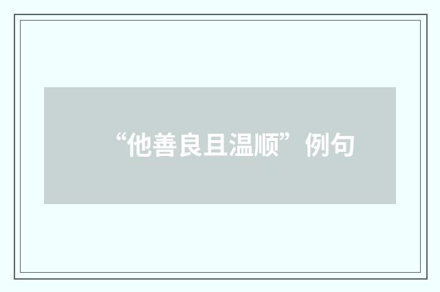“他善良且温顺”例句