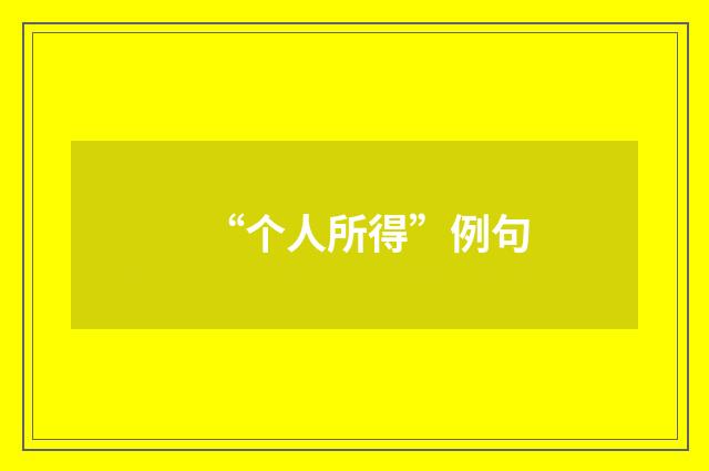 “个人所得”例句