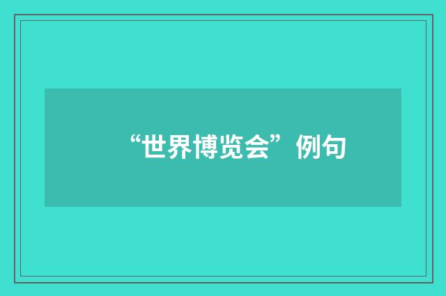 “世界博览会”例句