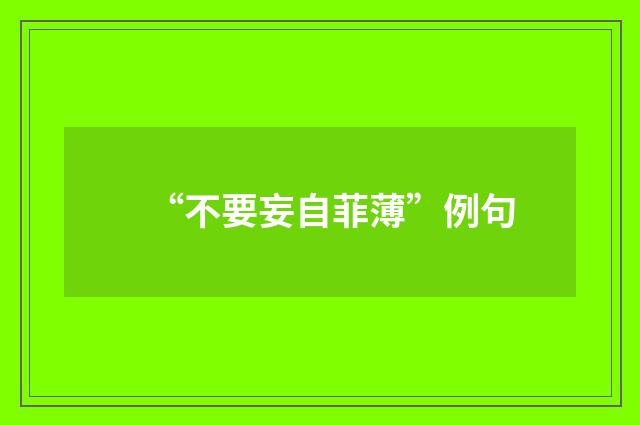“不要妄自菲薄”例句